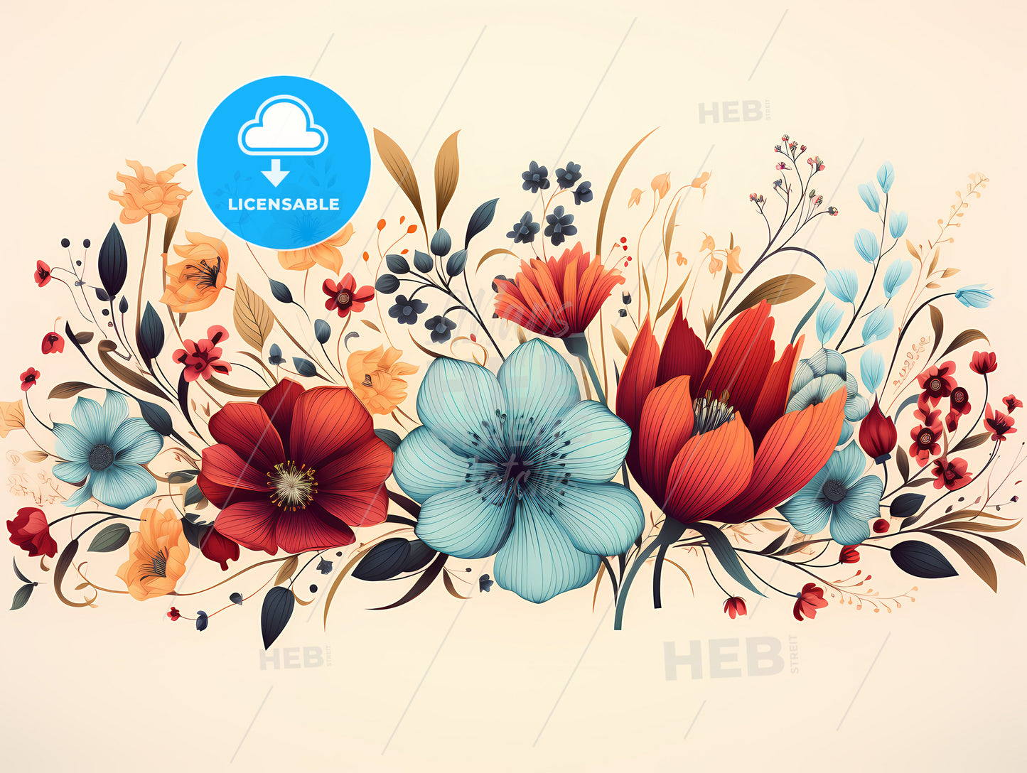 Greetings Card - A Colorful Flowers And Leaves