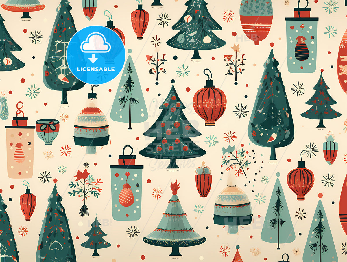 Christmas Greetings - A Pattern Of Christmas Trees