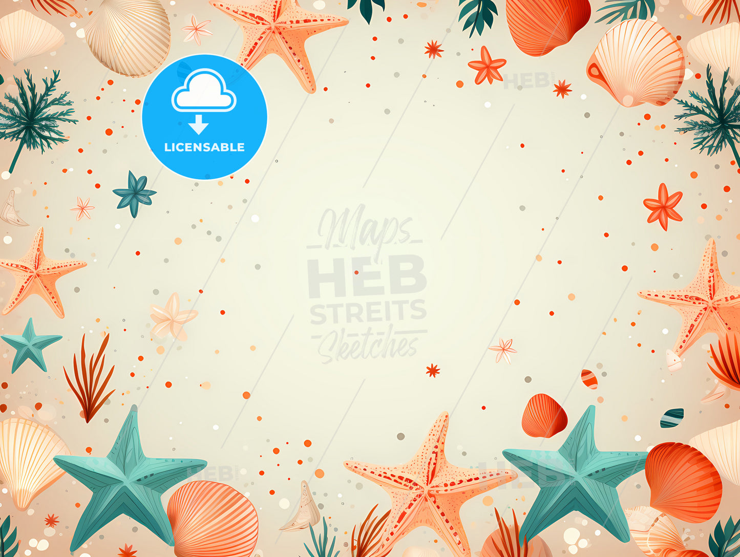 A Frame Of Sea Shells And Starfishes