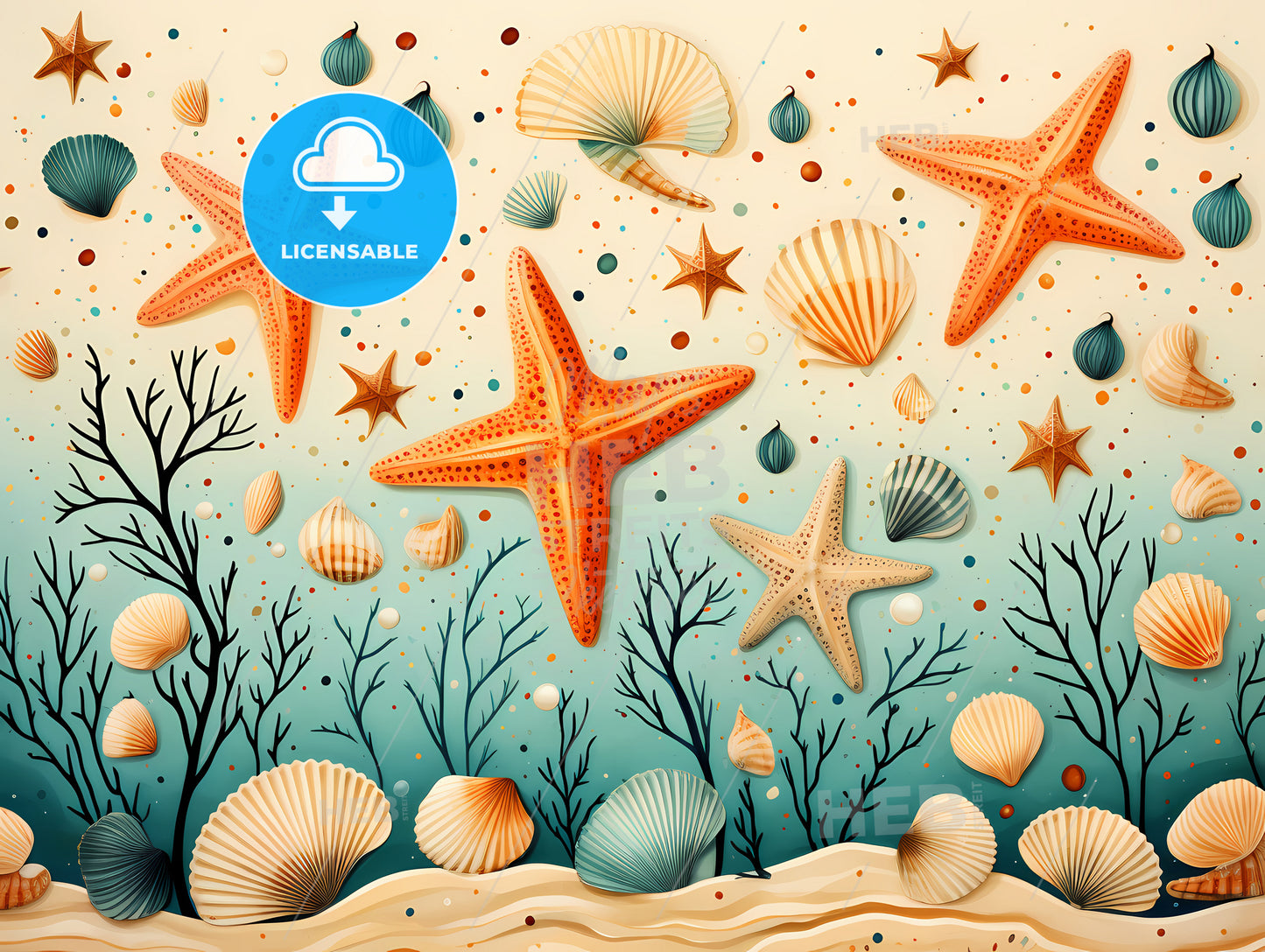 A Group Of Sea Stars And Shells