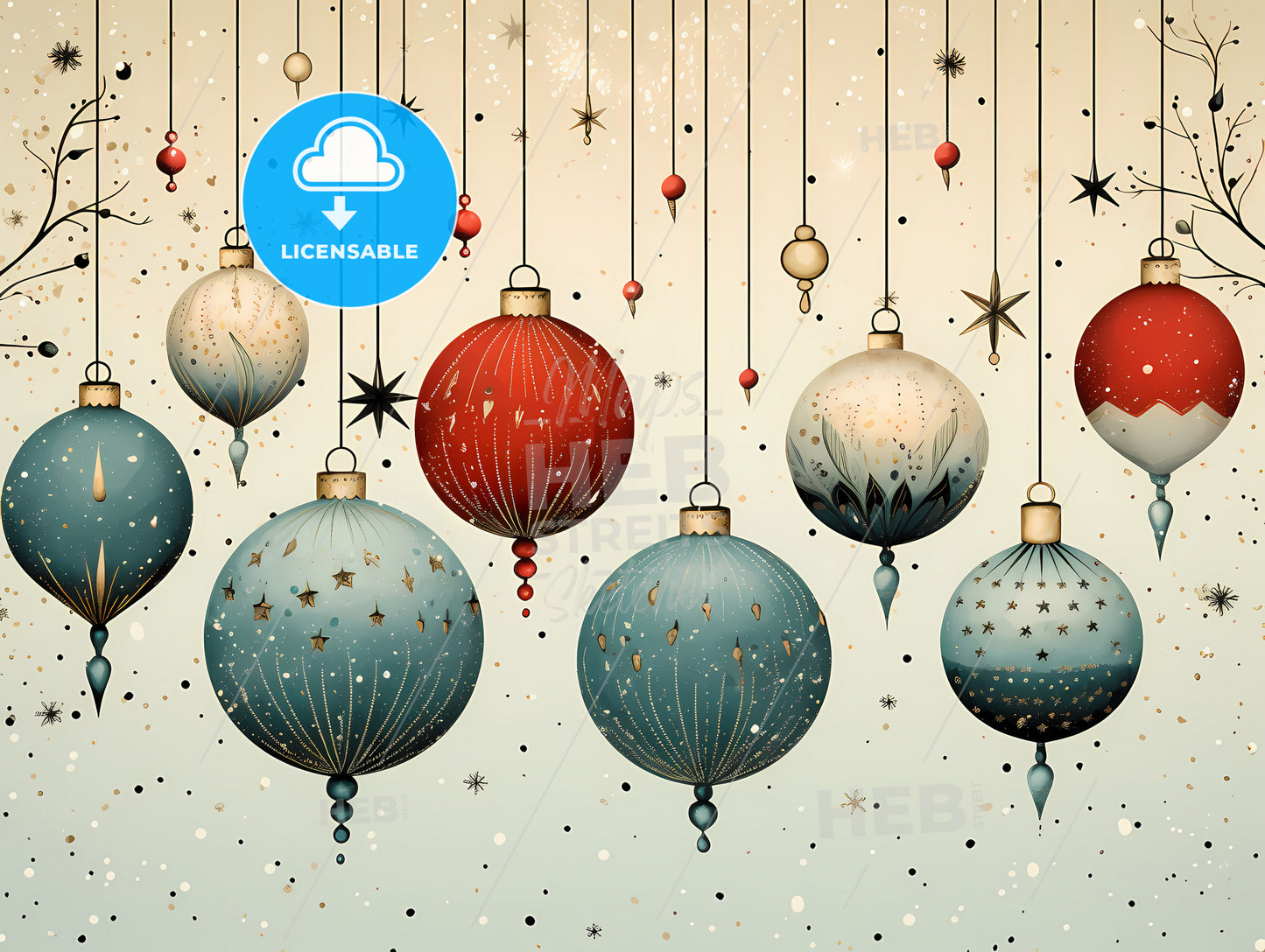 Christmas Greetings - A Group Of Ornaments From Strings