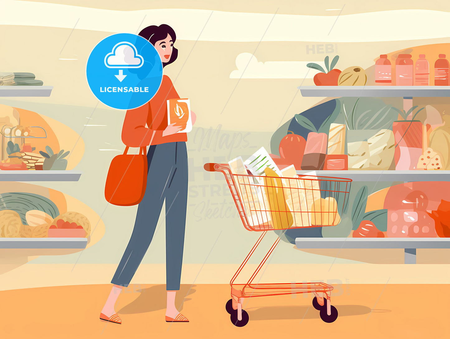 Shopping - A Woman With A Shopping Cart