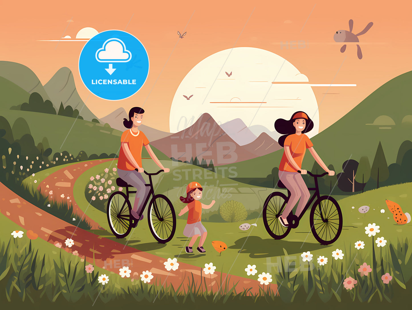 The Excursion - A Group Of People Riding Bicycles In A Field