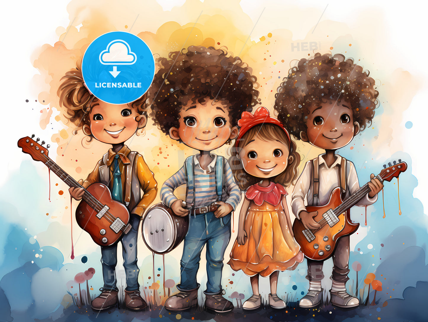 A Group Of Children Holding Musical Instruments