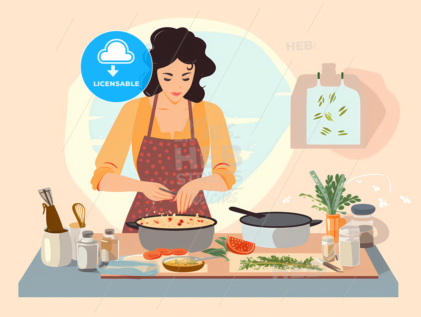 A Woman Cooking In The Kitchen