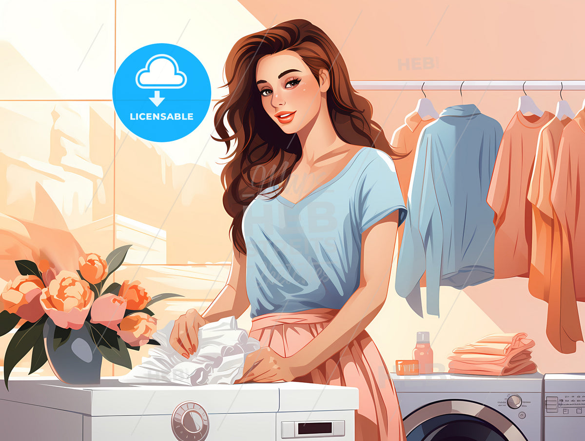 Dracula - A Woman Standing In Front Of A Washing Machine