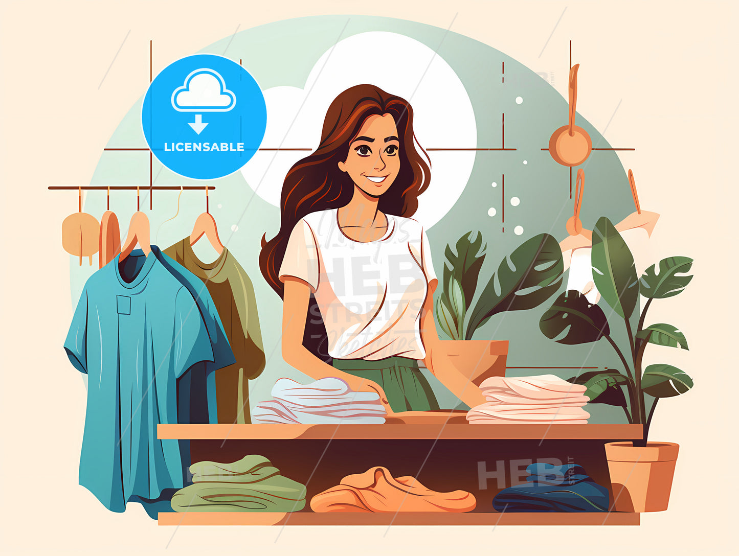 Dracula - A Woman Standing Behind A Shelf With Clothes