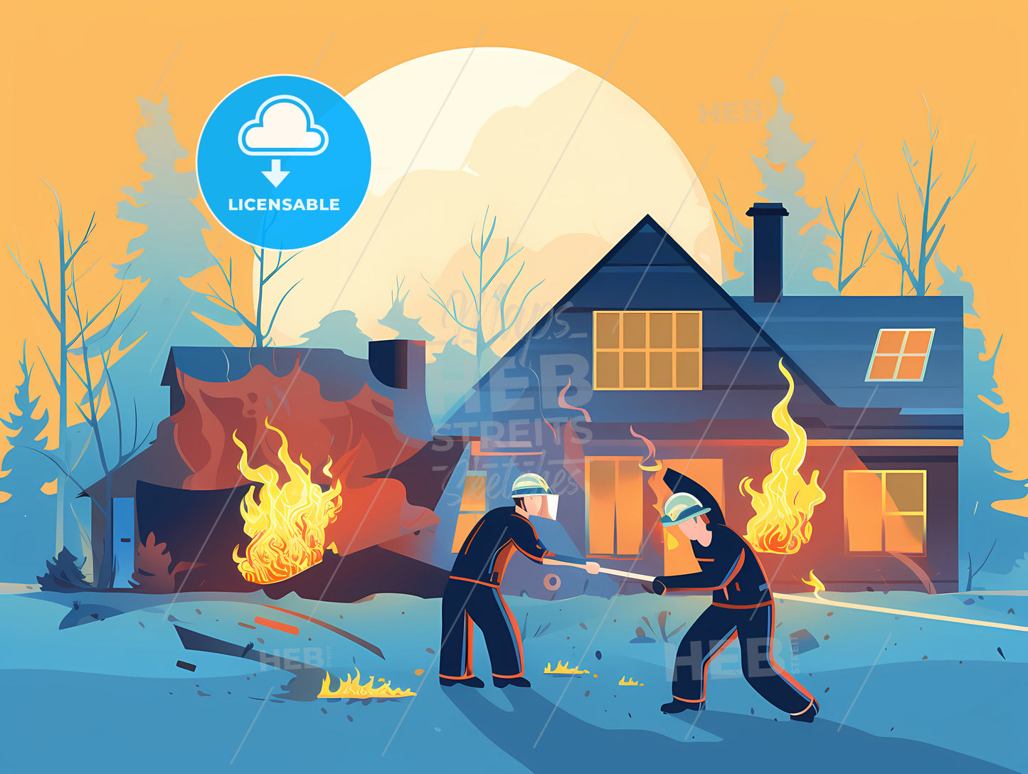 A Couple Of Men Fighting With A Fire