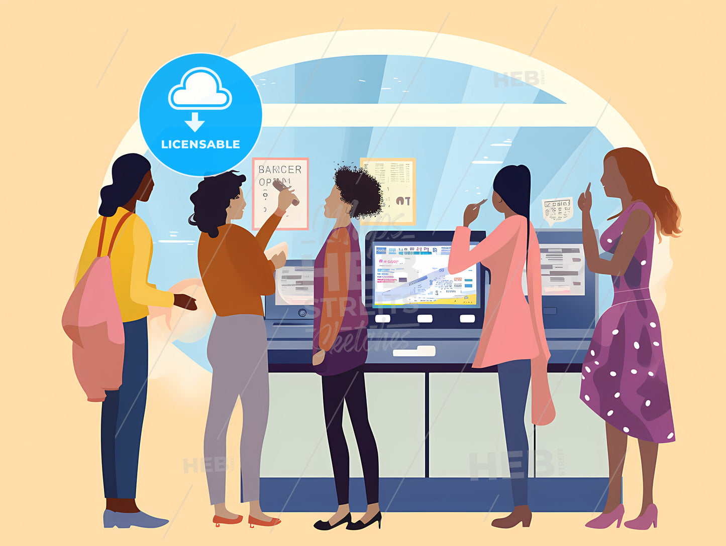 A Group Of People Standing In Front Of A Machine