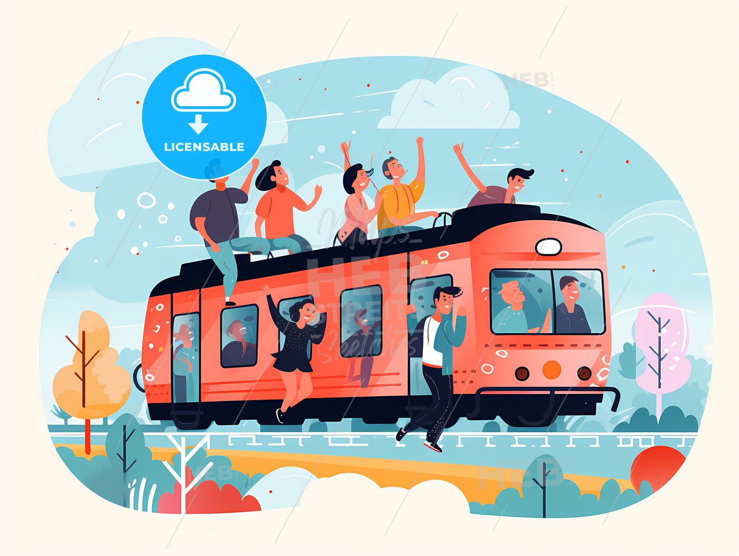 A Group Of People On A Train