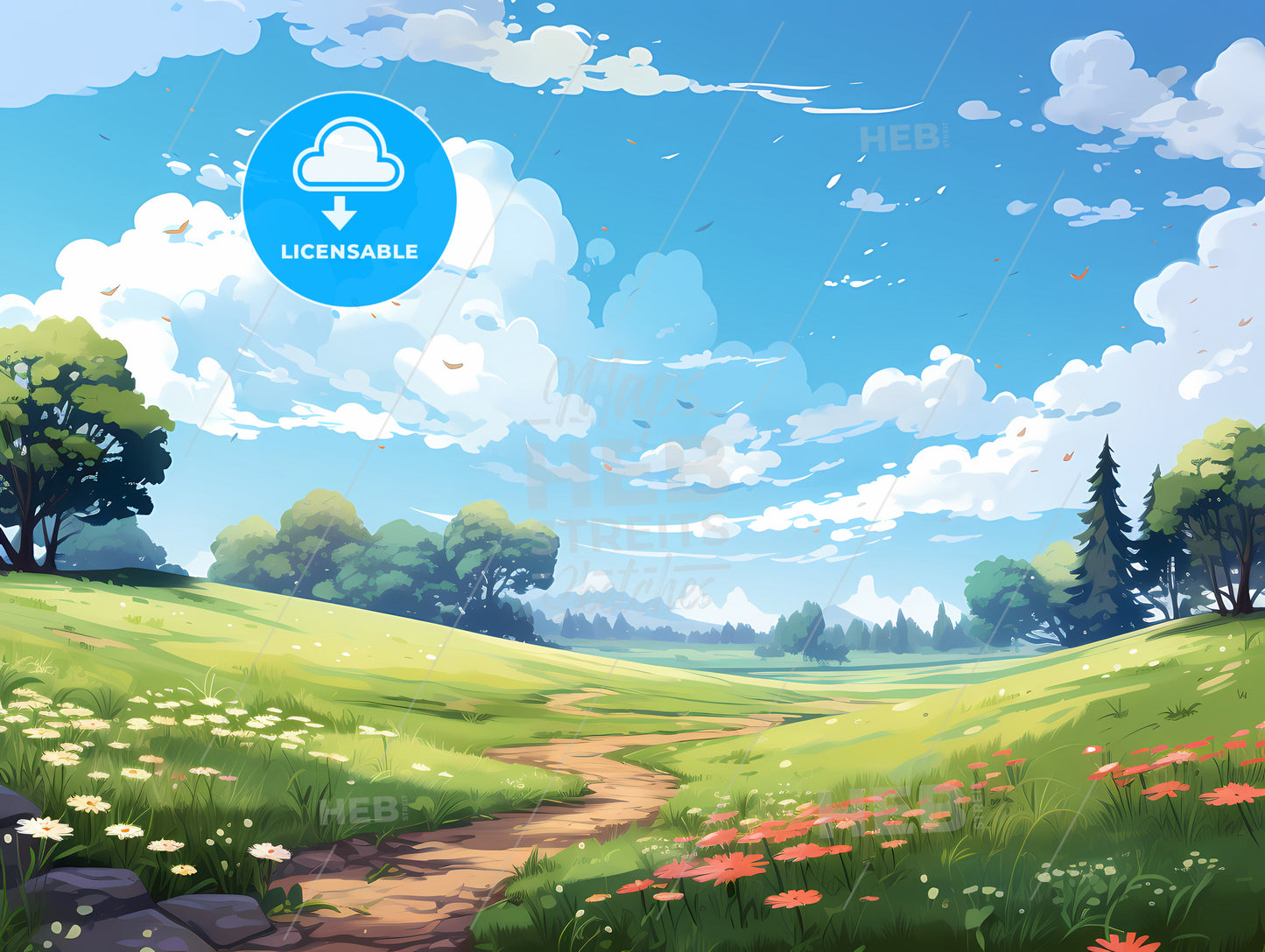 A Landscape With A Path And Trees