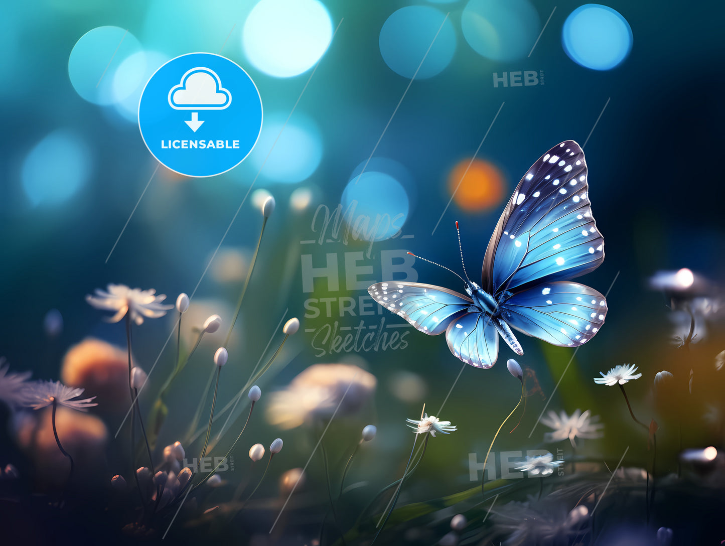 A Butterfly Flying Over Flowers