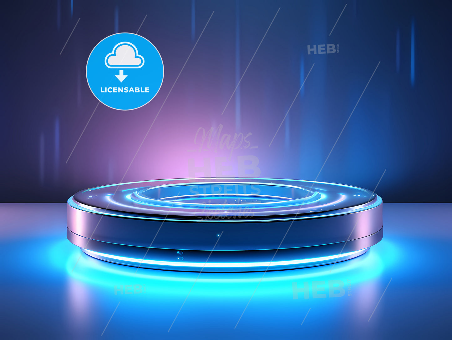 A Round Platform With Blue Lights