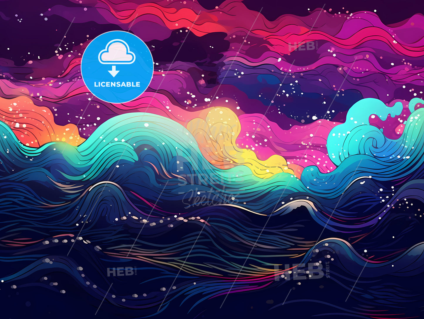 A Colorful Waves In The Sky