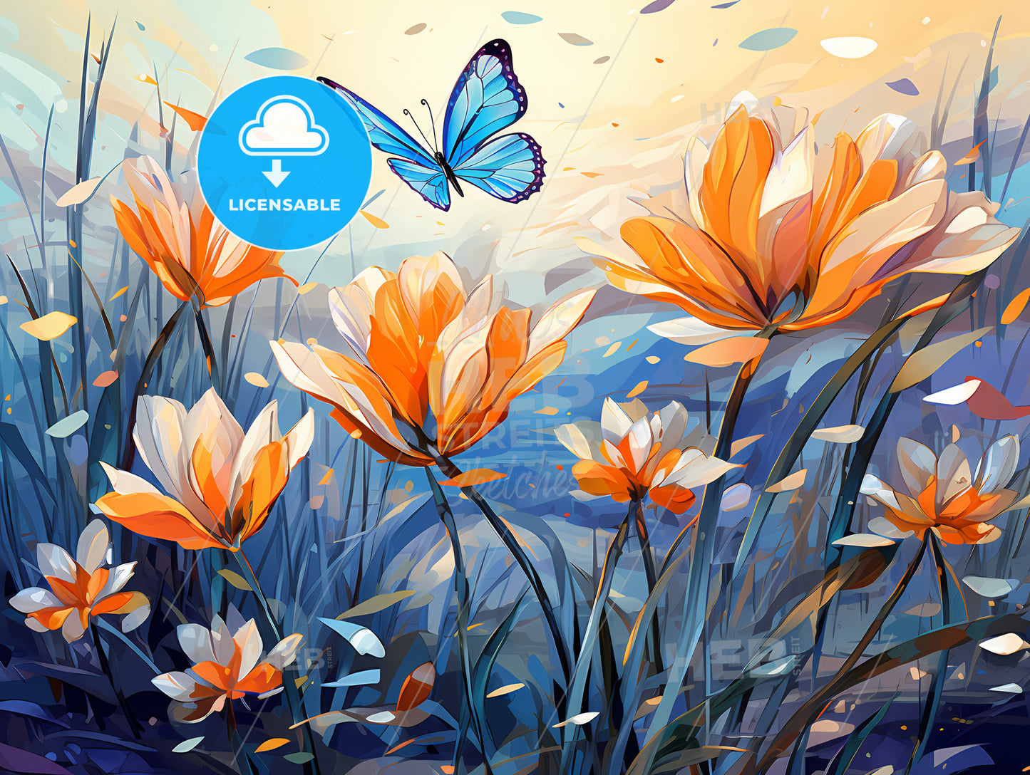 A Butterfly Flying Over Flowers