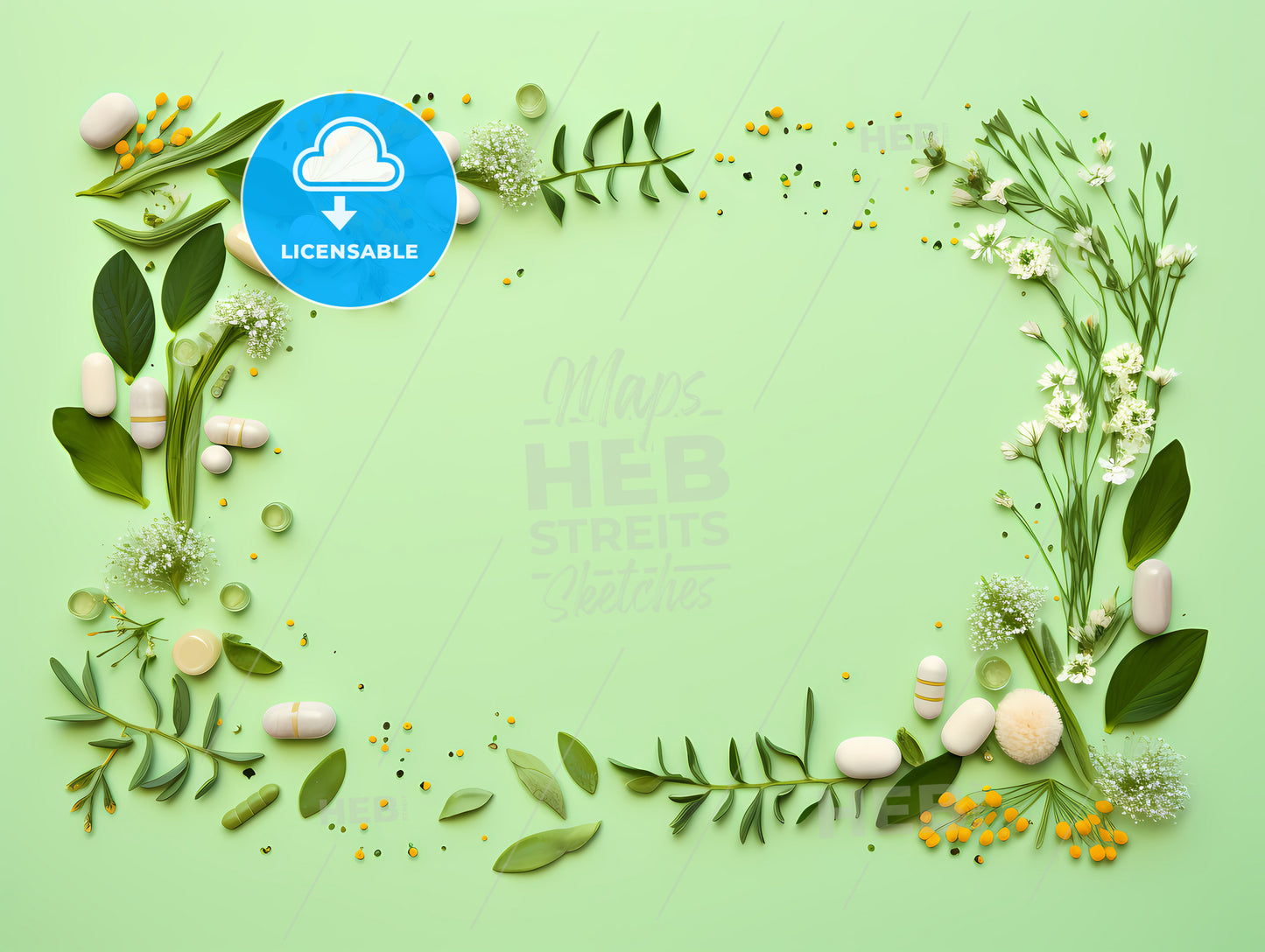 A Frame Of Leaves And Flowers