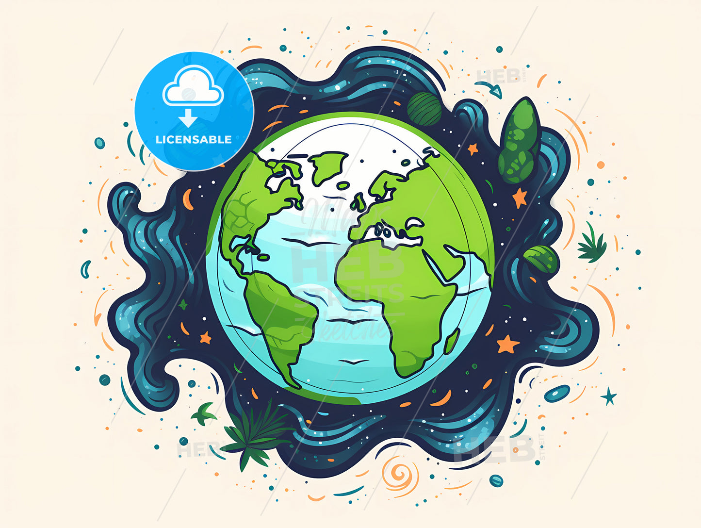 A Cartoon Of A Planet Earth