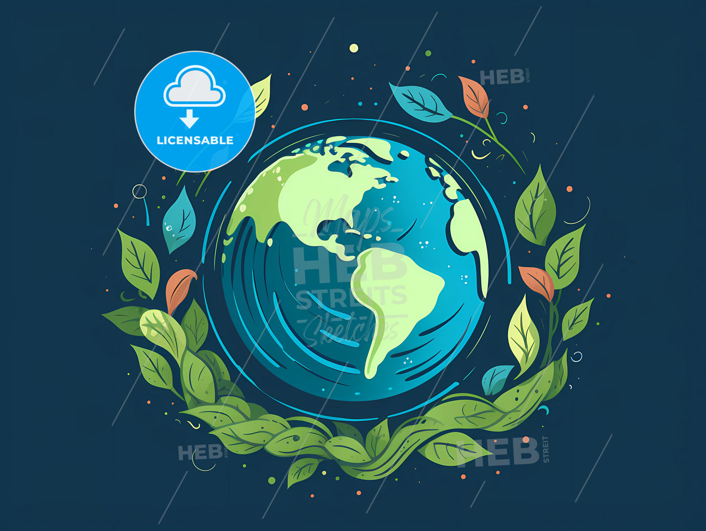 A Drawing Of A Planet Earth Surrounded By Leaves