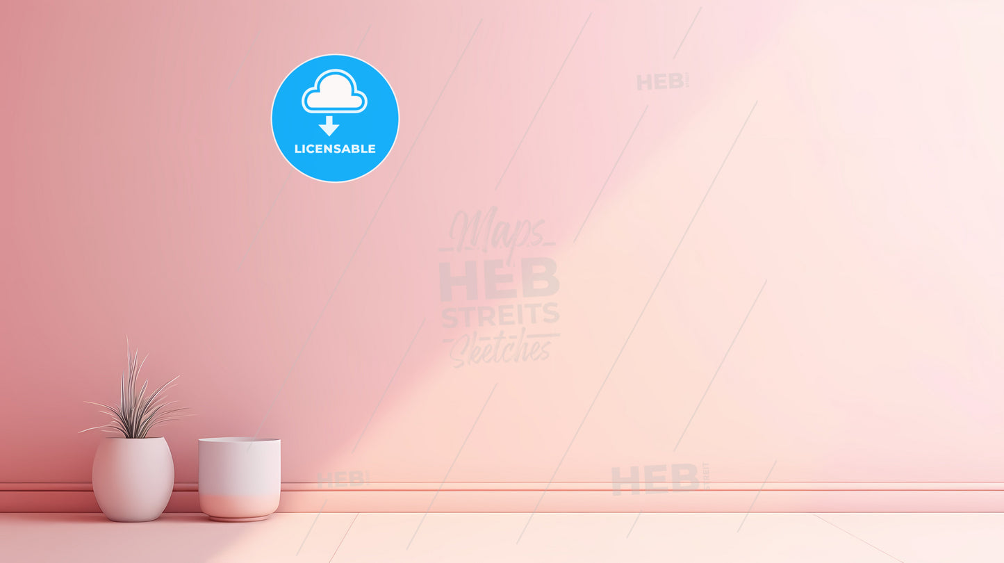 A Pink Wall With A White Vase And A Pink Wall