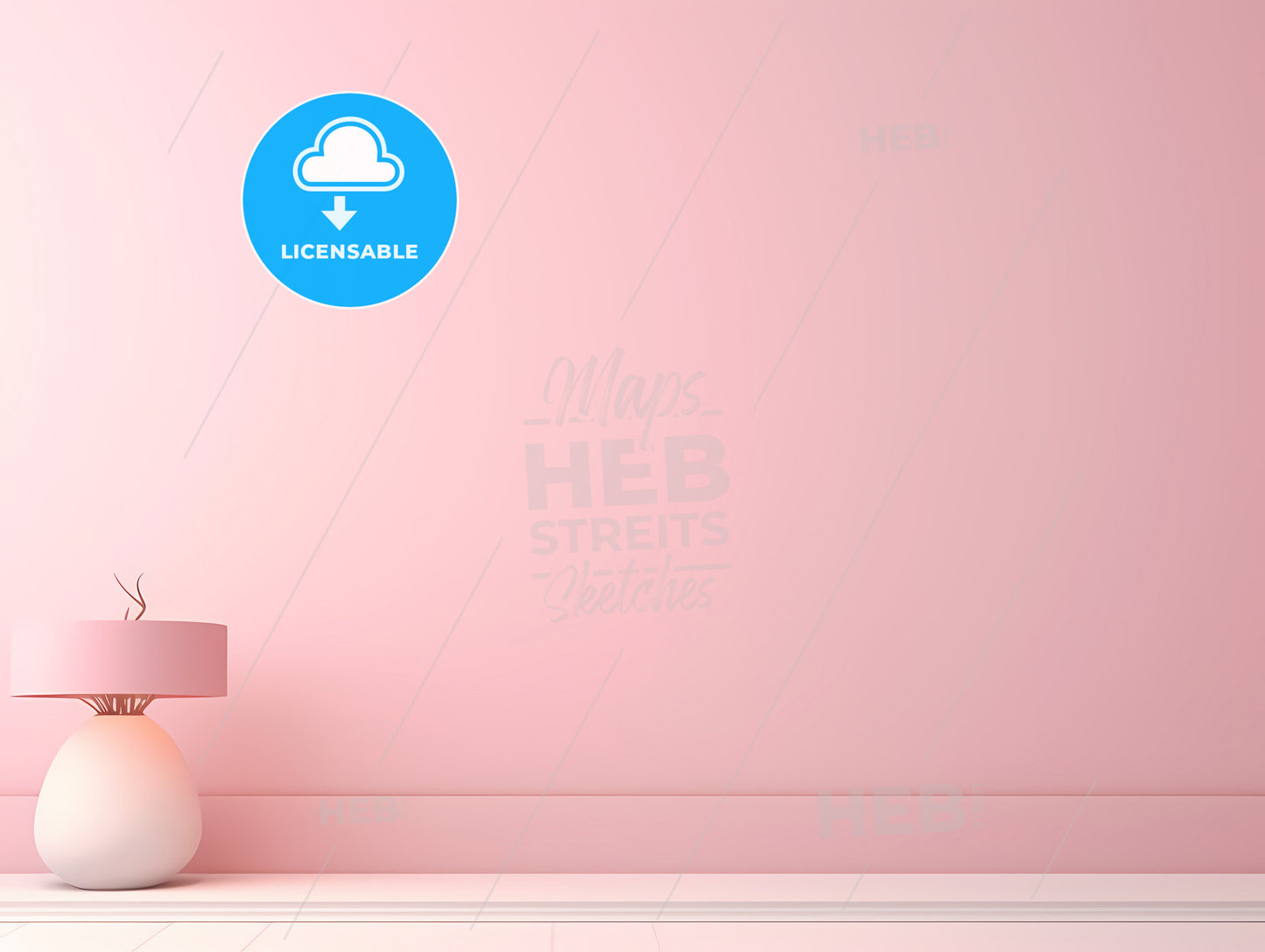 A Pink Wall With A Lamp