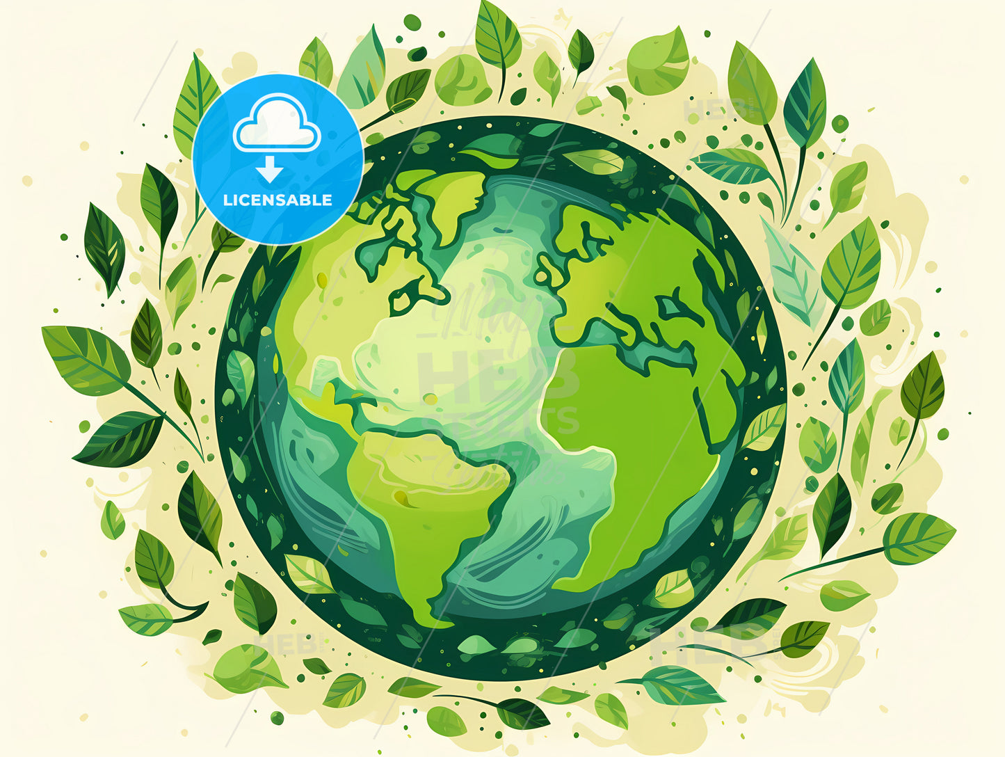 A Green Planet Surrounded By Leaves