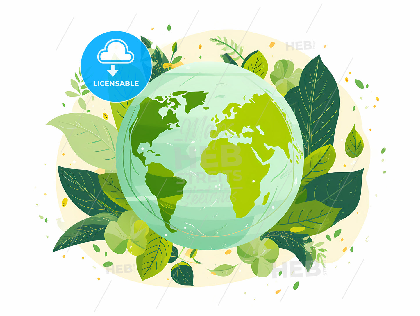 A Green Globe Surrounded By Leaves