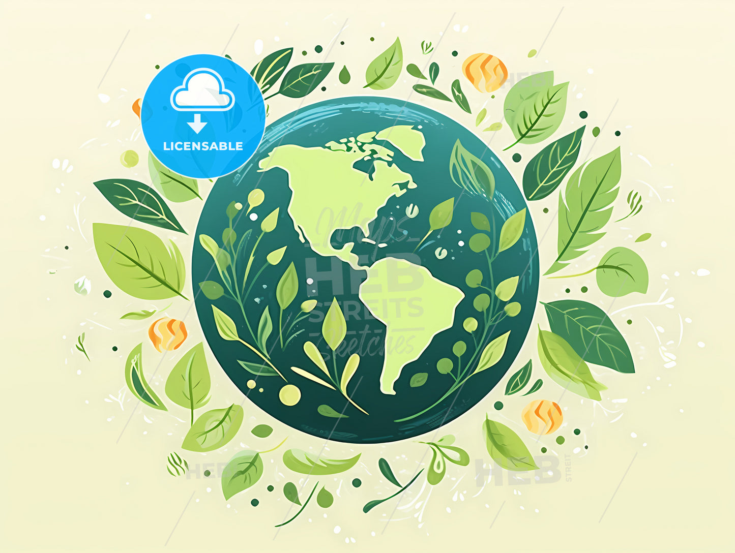 A Green Planet Surrounded By Leaves