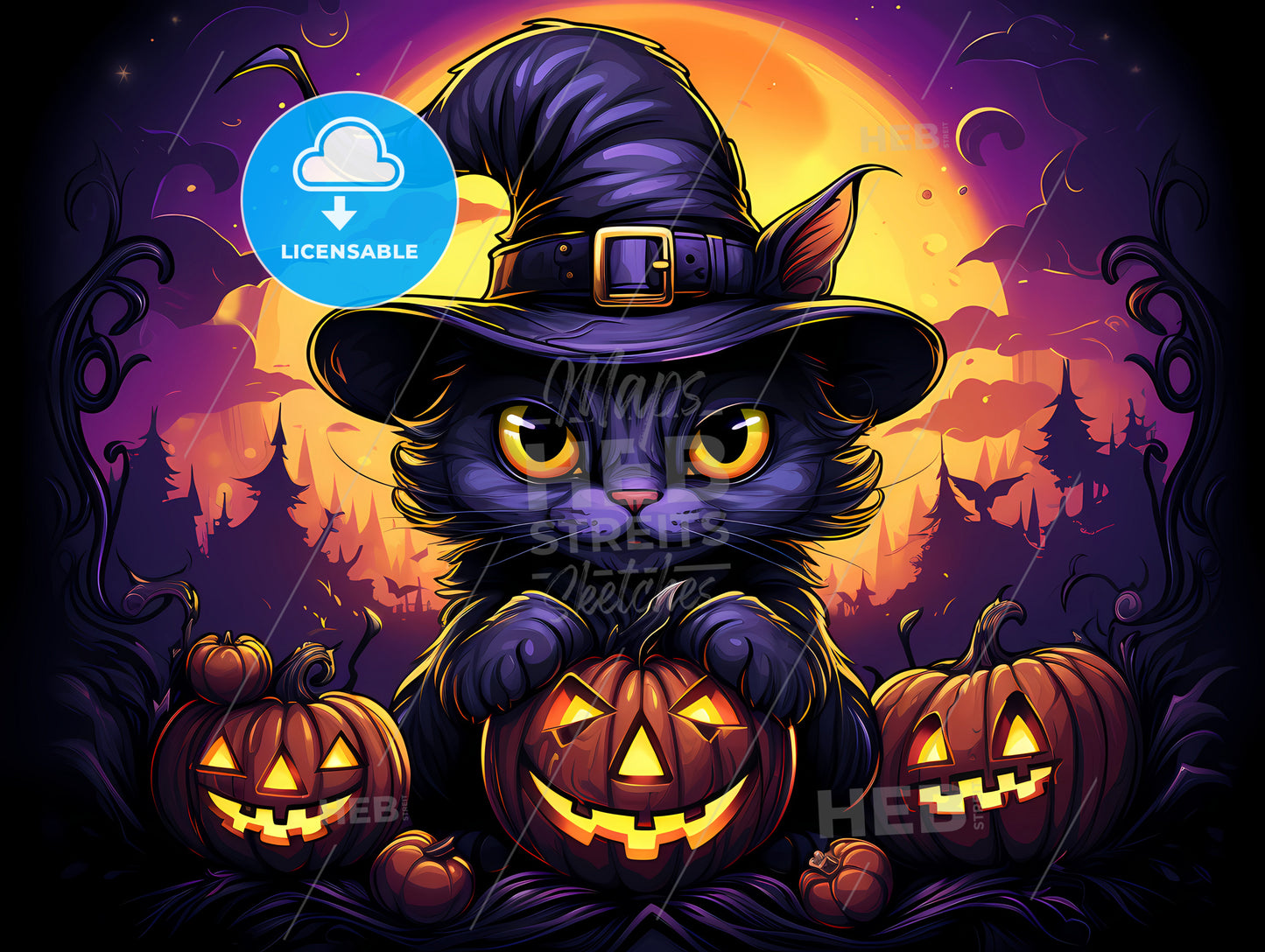 A Cat Wearing A Person Hat Holding A Pumpkin