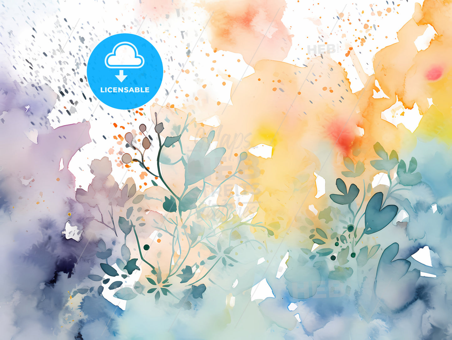 A Watercolor Painting Of Flowers And Leaves