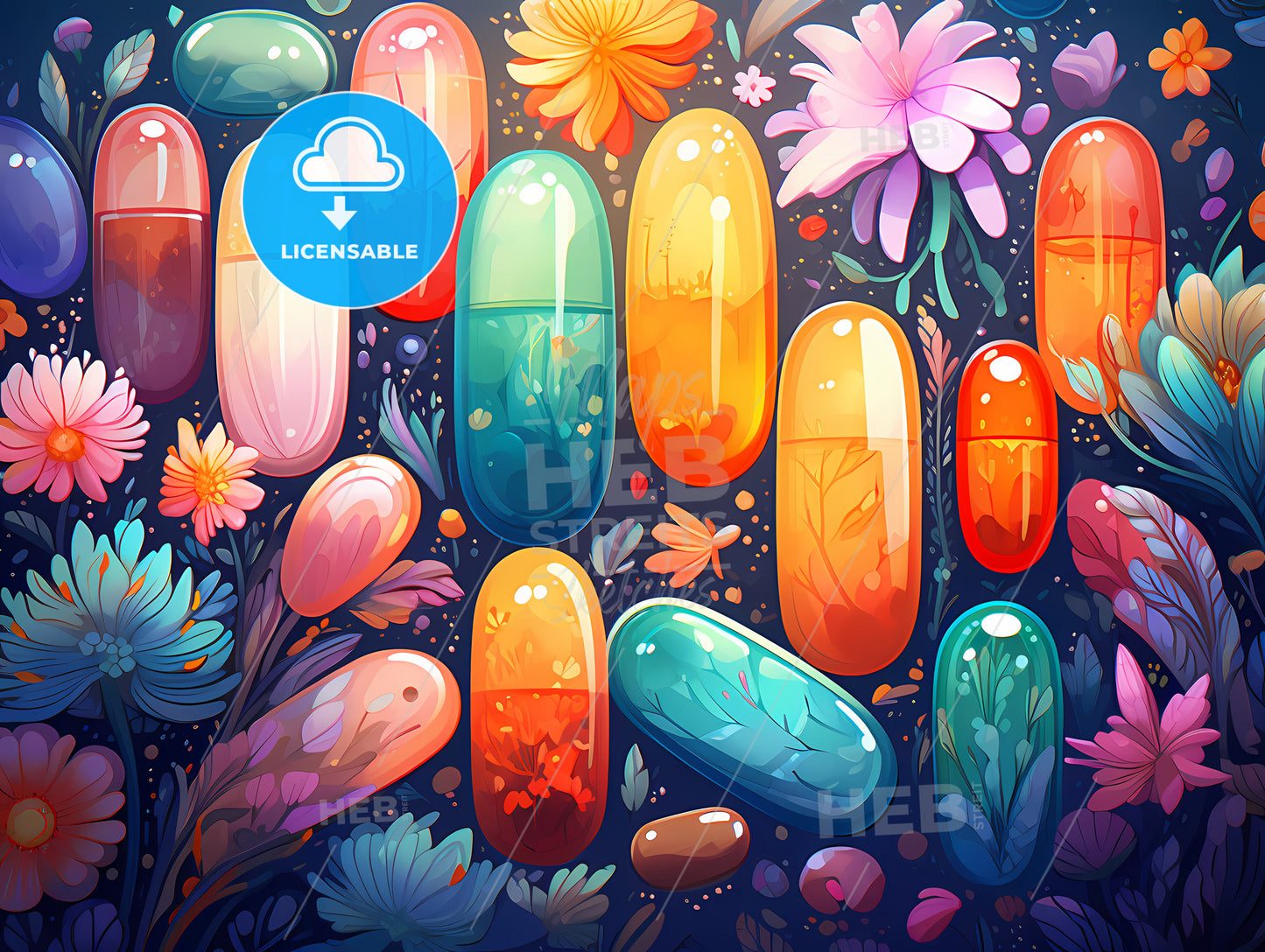 A Group Of Colorful Pills