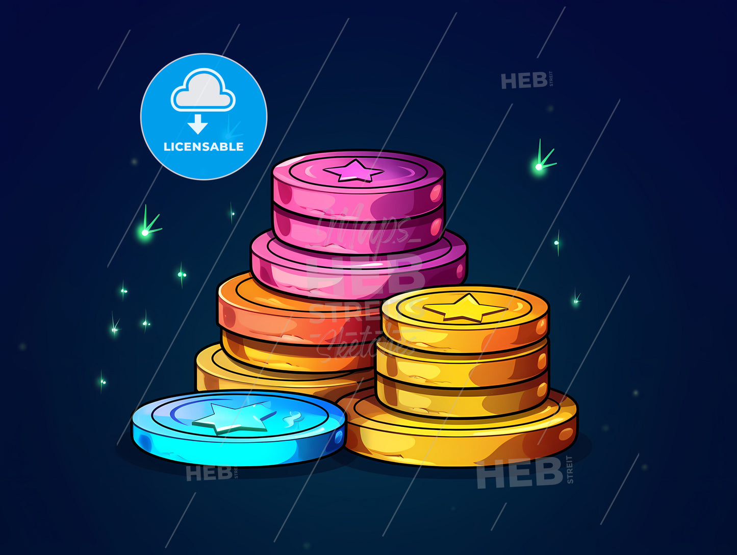 A Stack Of Colorful Coins