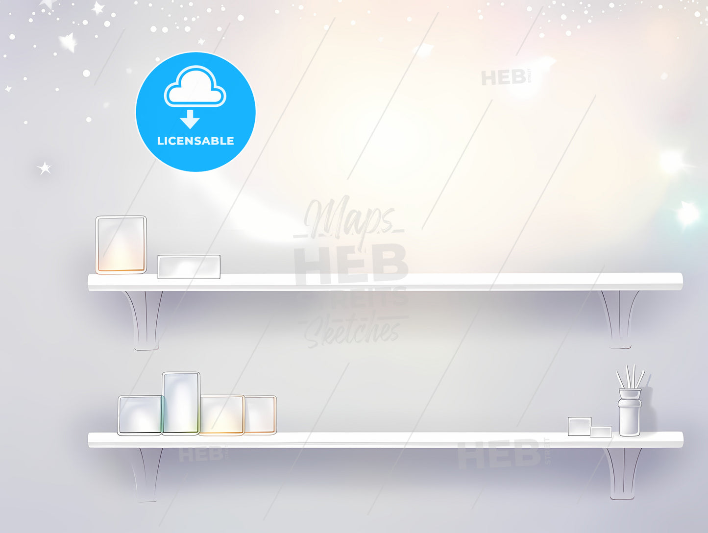 A White Shelves With Different Objects On Them