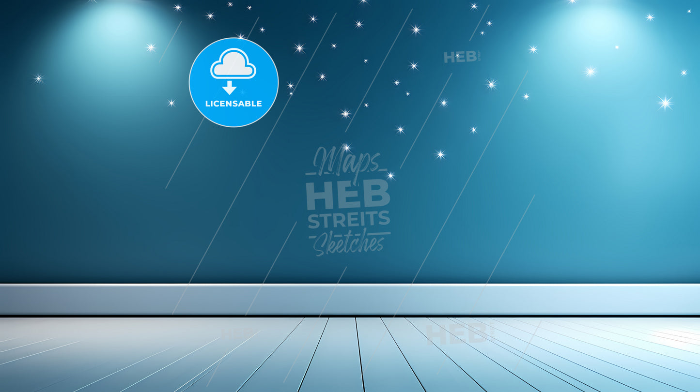 A Blue Wall With White Lights