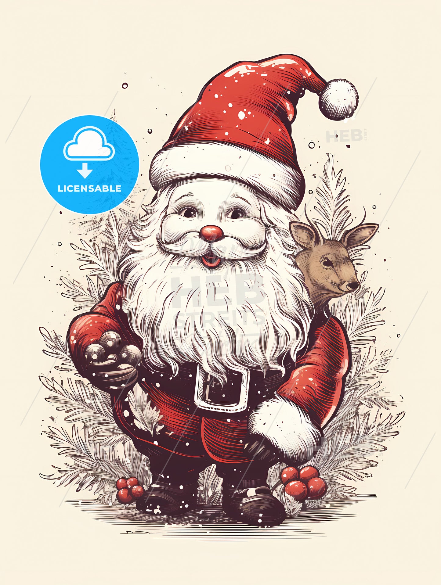 A Cartoon Of A Santa Claus Holding A Deer