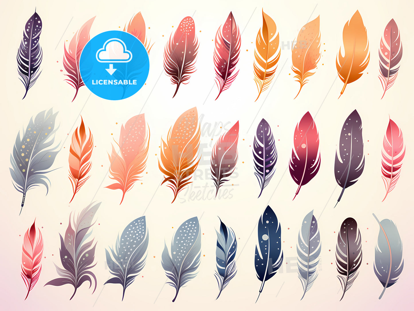 A Collection Of Colorful Feathers