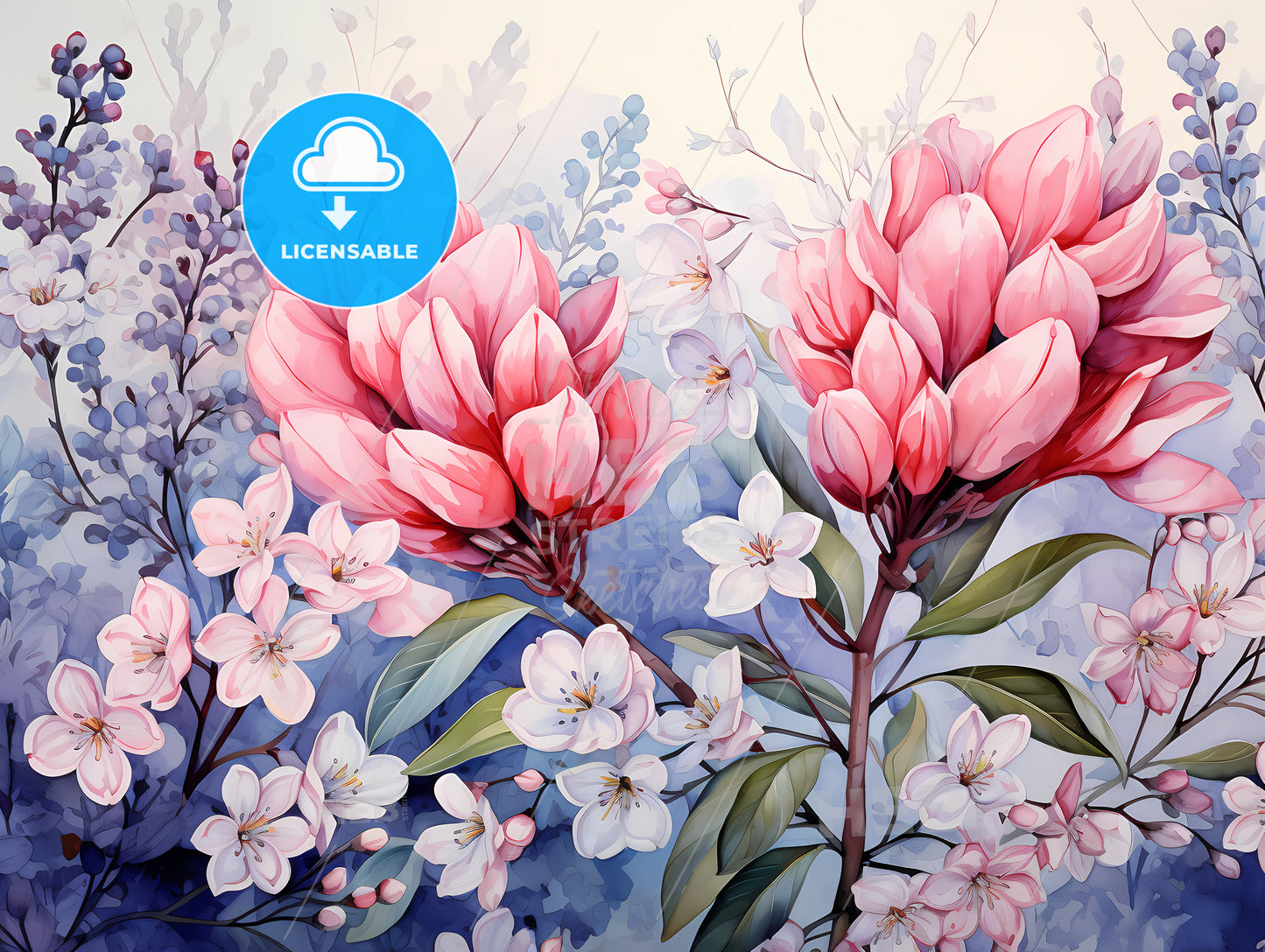 A Painting Of Pink Flowers