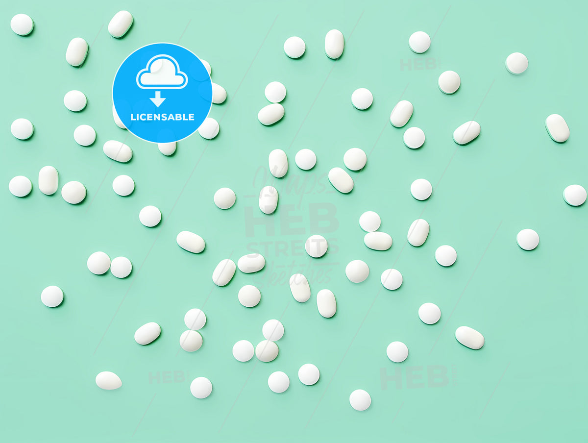 A Group Of White Round Objects On A Green Surface
