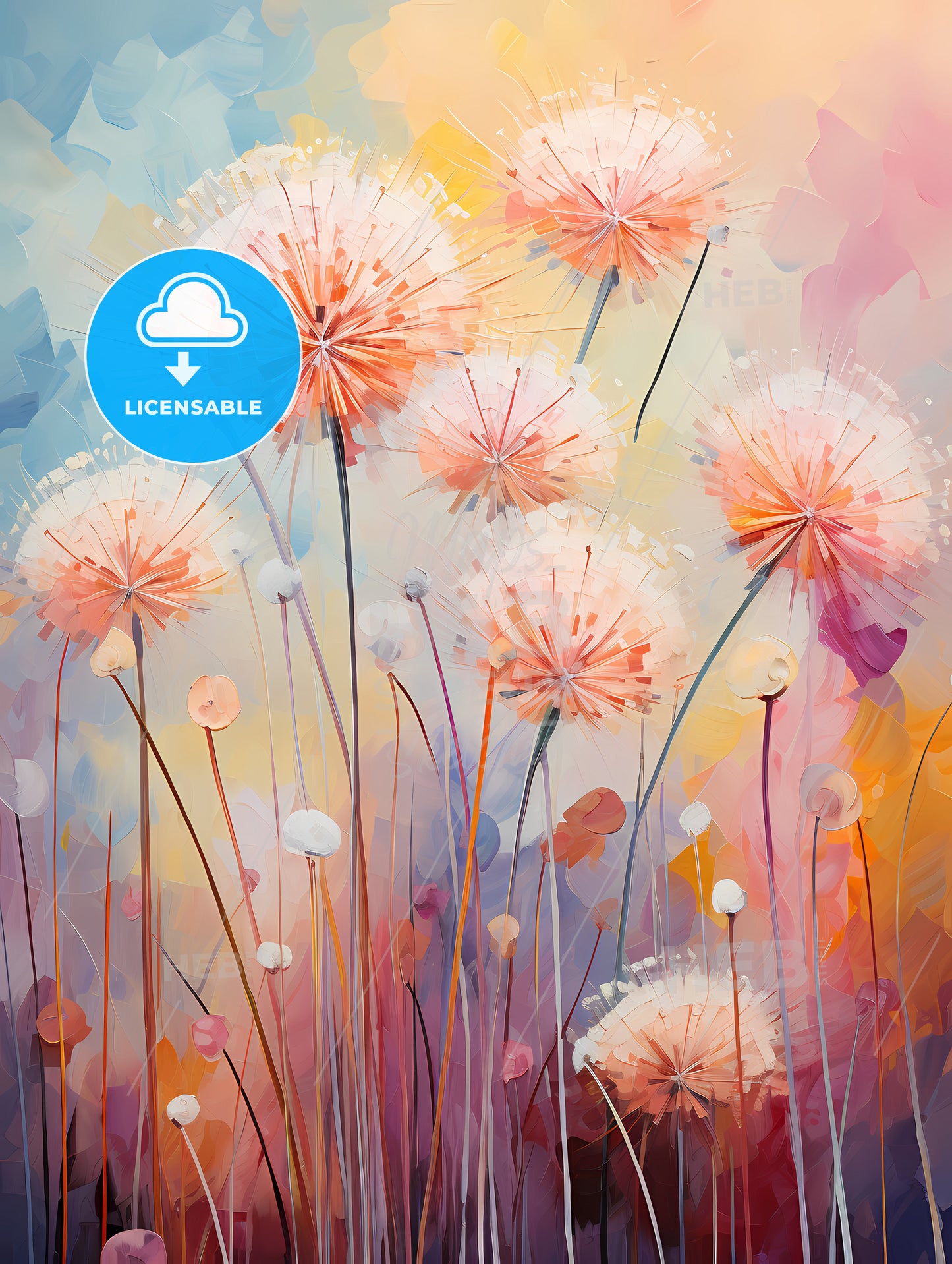 A Painting Of Flowers On A Colorful Background