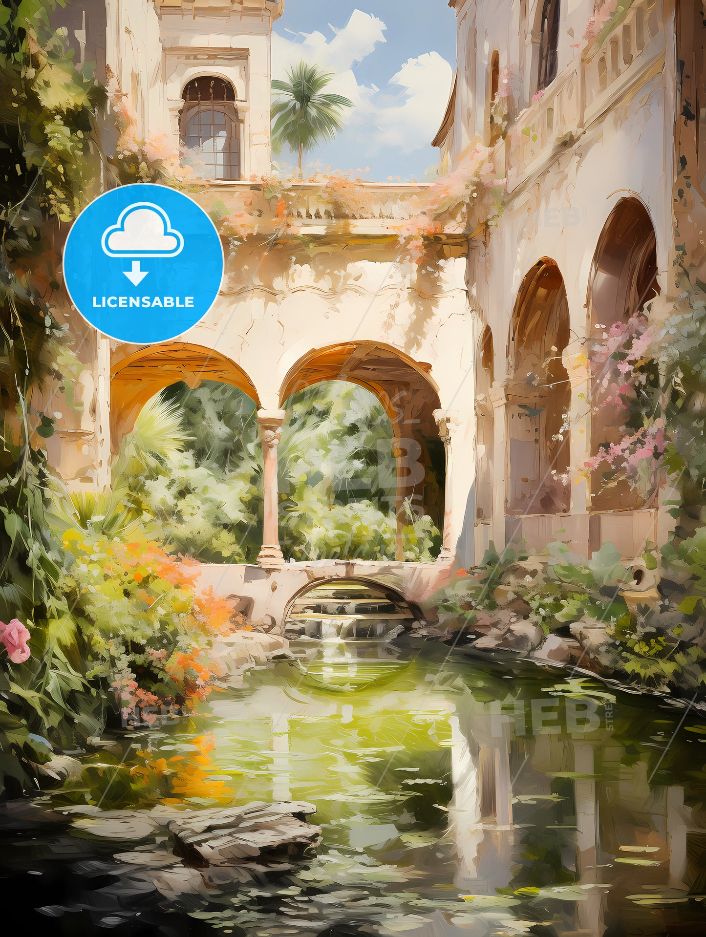 A Water Way With Arches And A Bridge