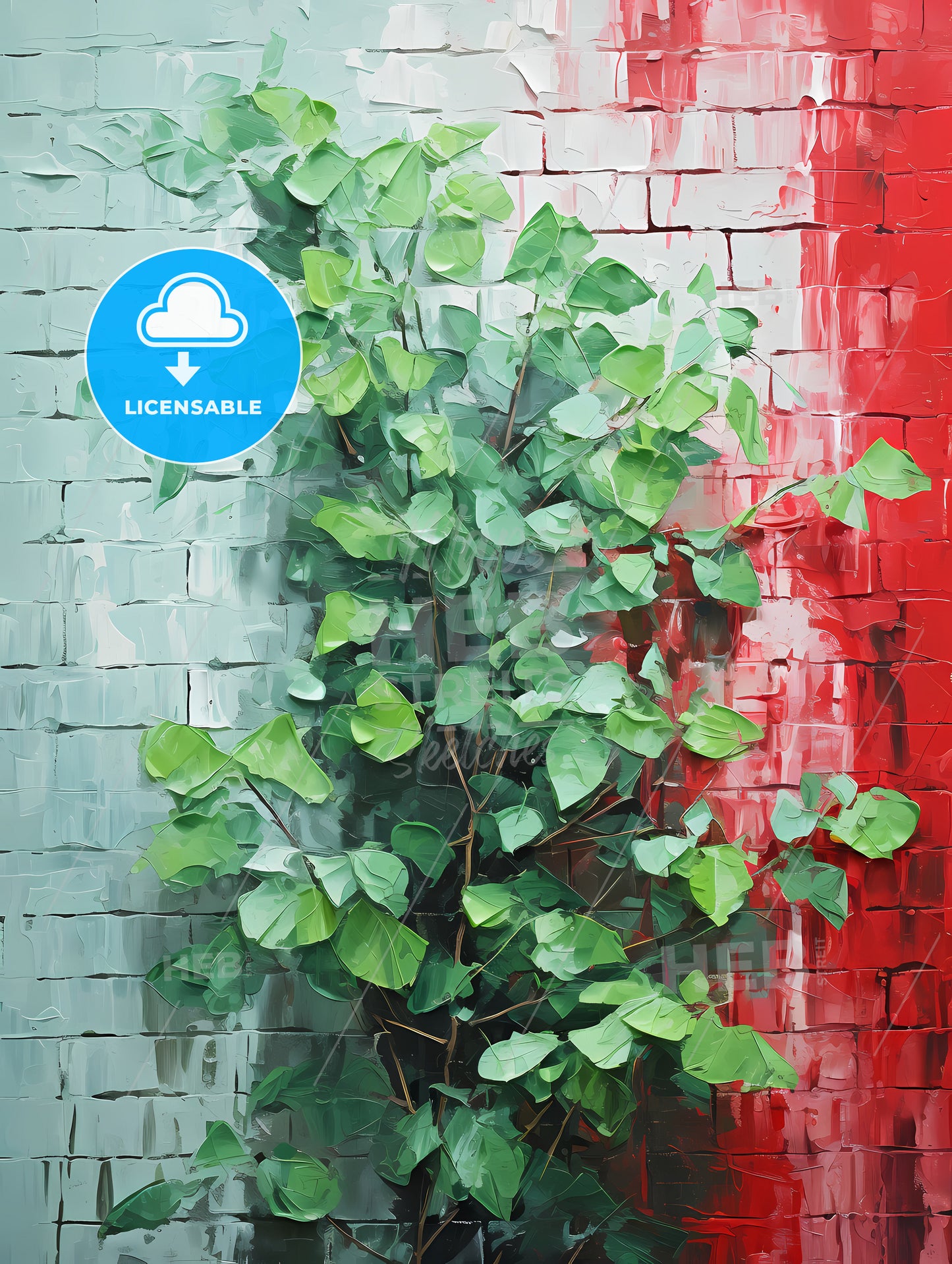 A Green Plant Growing On A Brick Wall