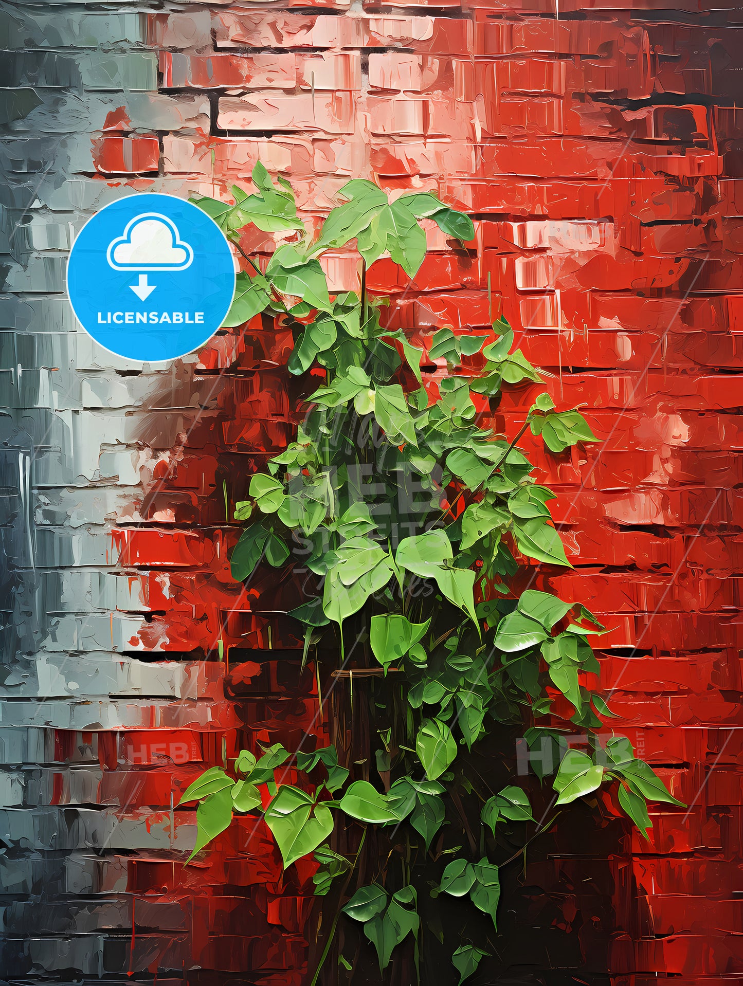 A Plant Growing On A Brick Wall
