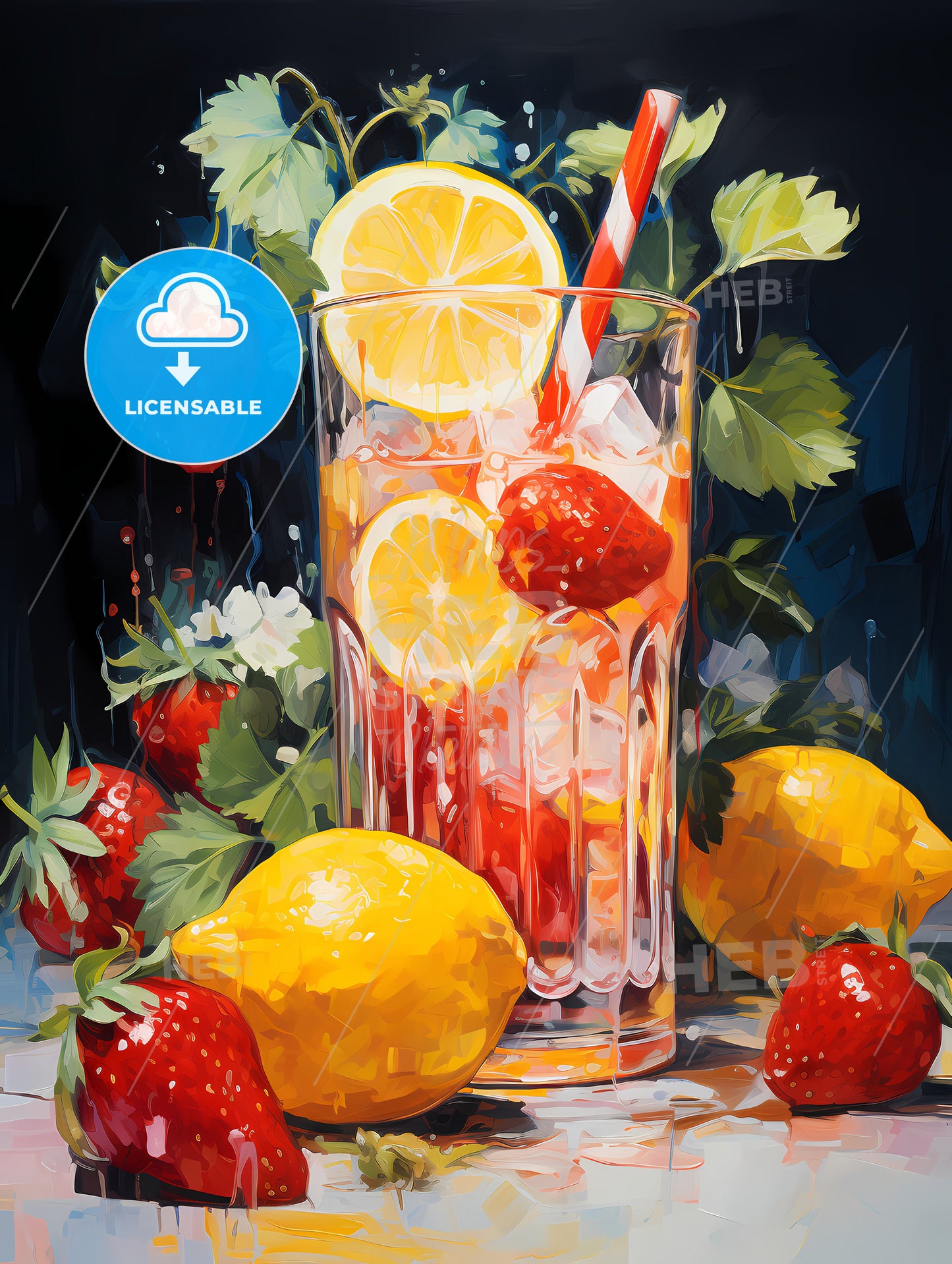 A Glass Of Ice And Strawberries