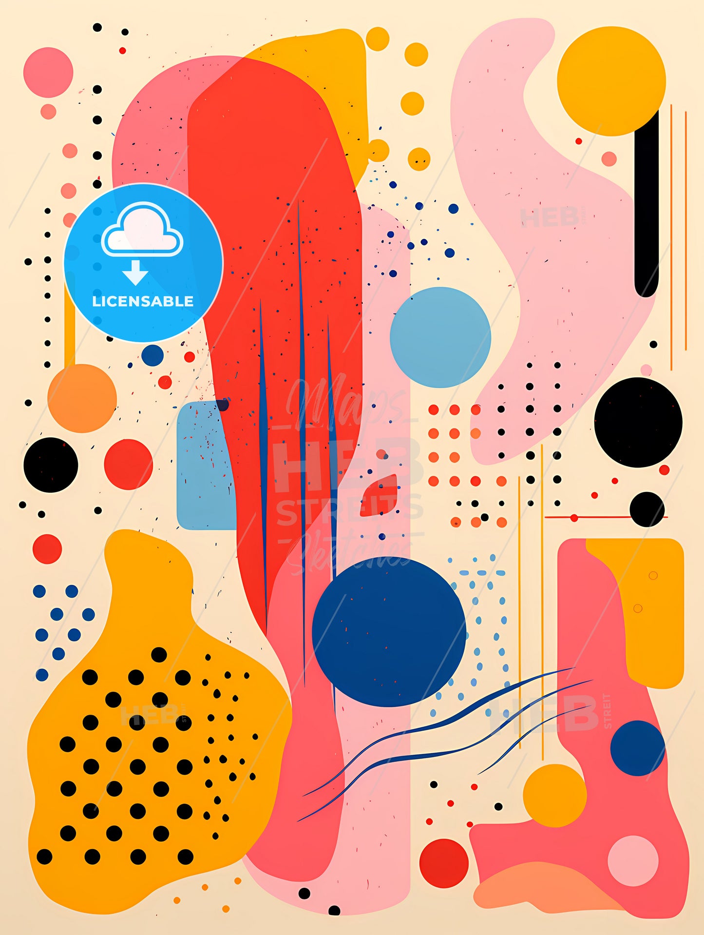 A Colorful Art Piece With Different Shapes And Colors