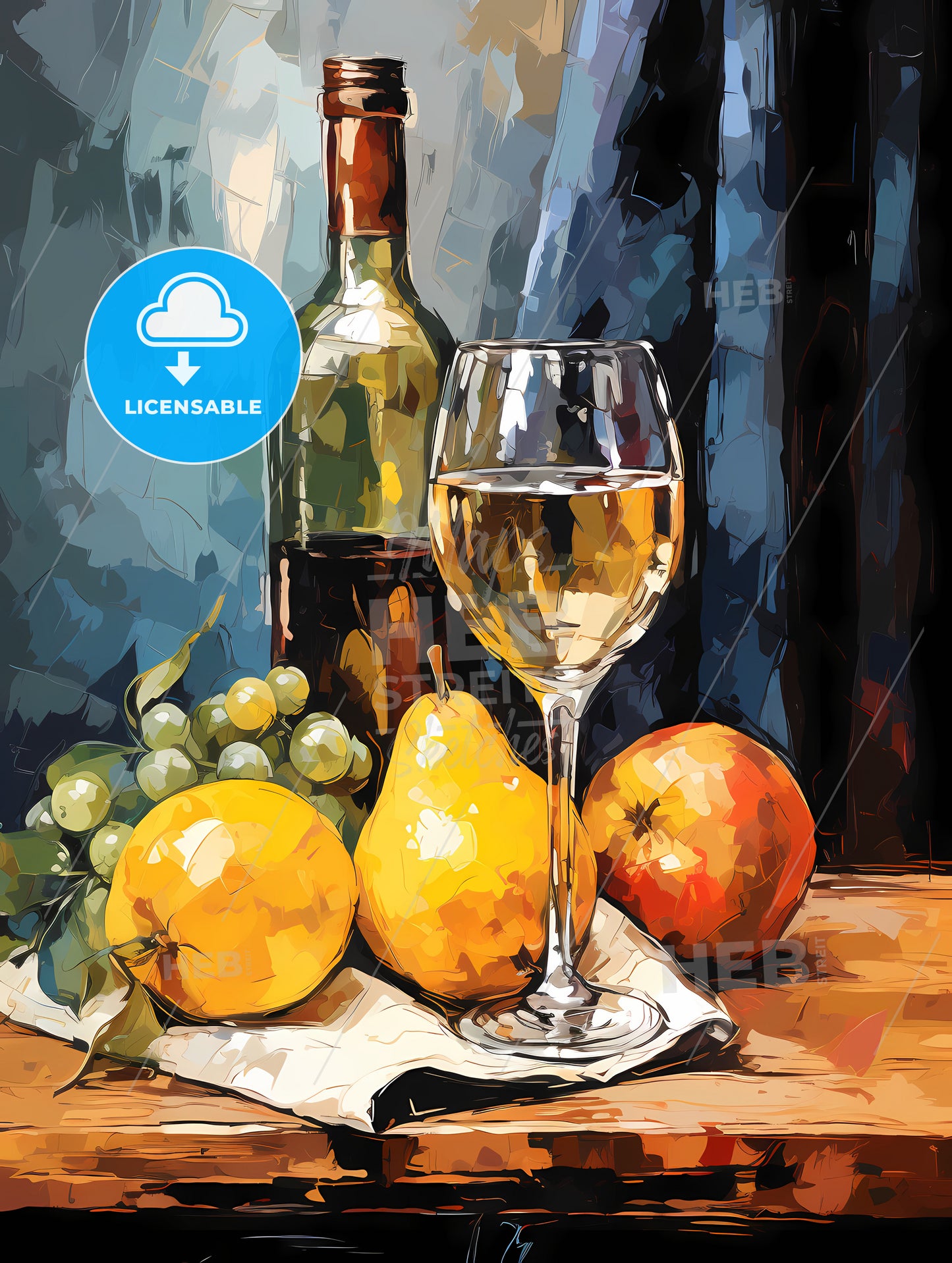 A Glass Of Wine And Fruit On A Table