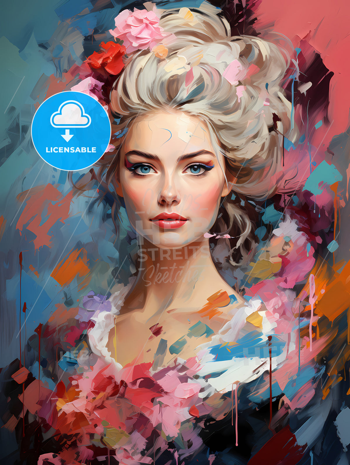 Marie Antoinette - A Woman With Flowers In Her Hair
