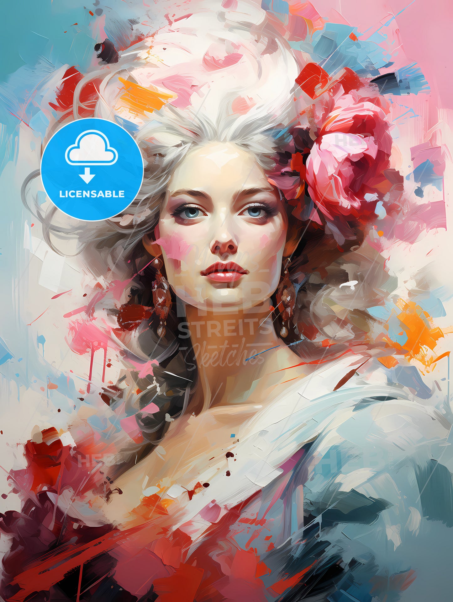 Marie Antoinette - A Painting Of A Woman With Flowers In Her Hair