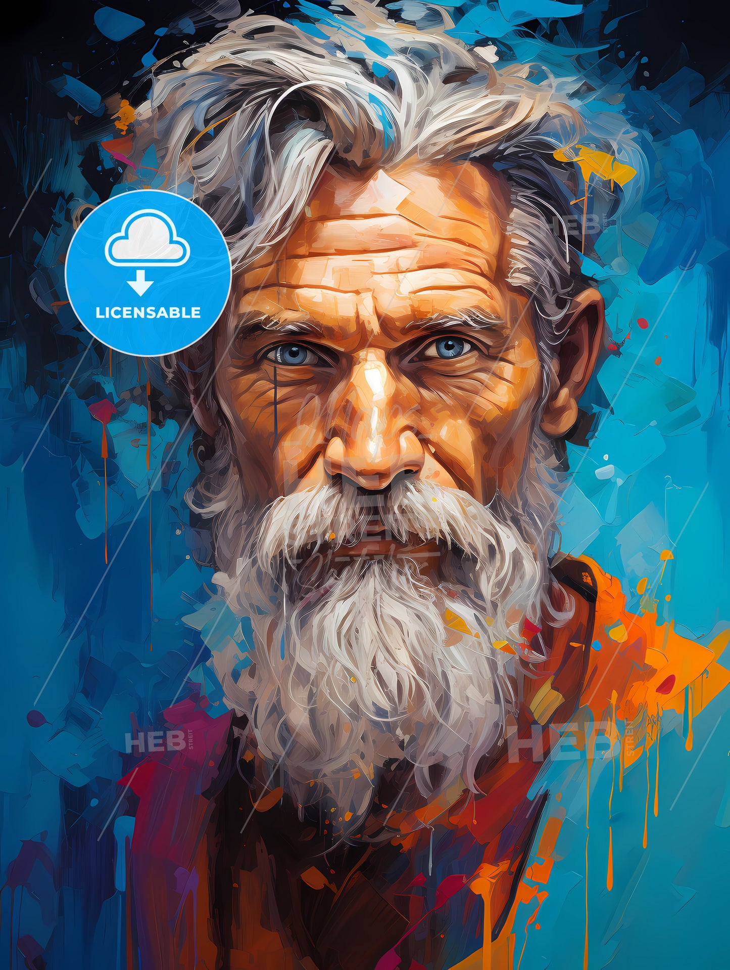 Pythagoras Of Samos - A Painting Of A Man With A White Beard