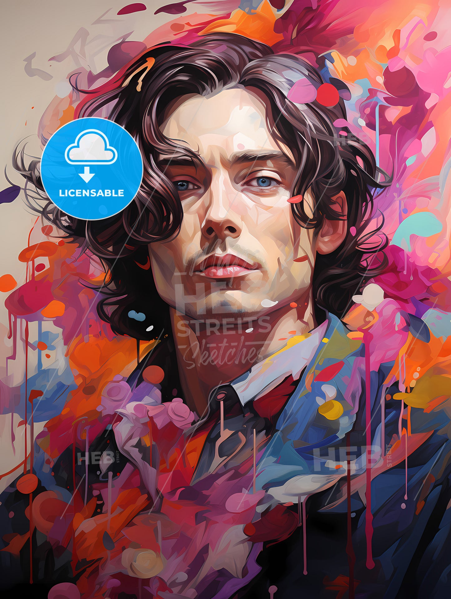 Sandro Botticelli - A Man With Long Hair And Colorful Paint Splashes