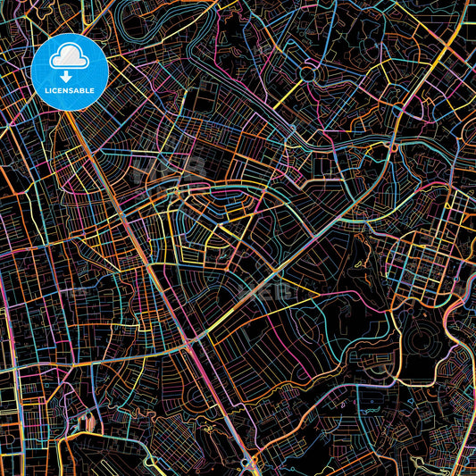 Makati, Philippines, colorful city map on black background
