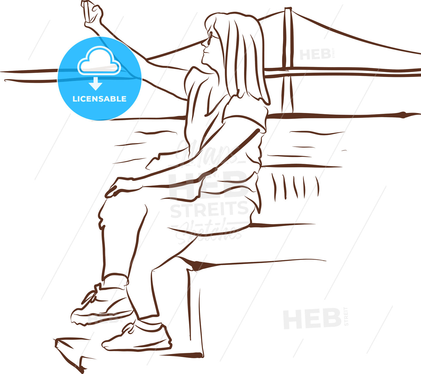 Tourist Woman Makes Selfie